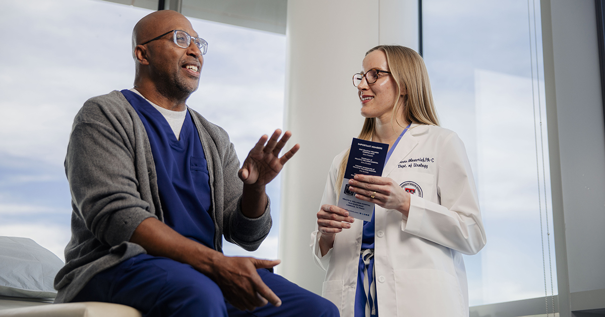 Male patient consults with Mariana Moncrief, PA-C