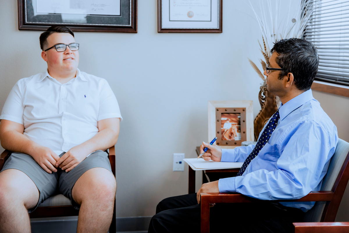 Permian Basin Psychiatry office with doctor and patient talking