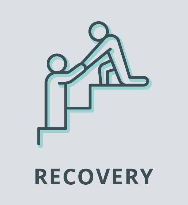 line drawing of someone helping another person up some stairs