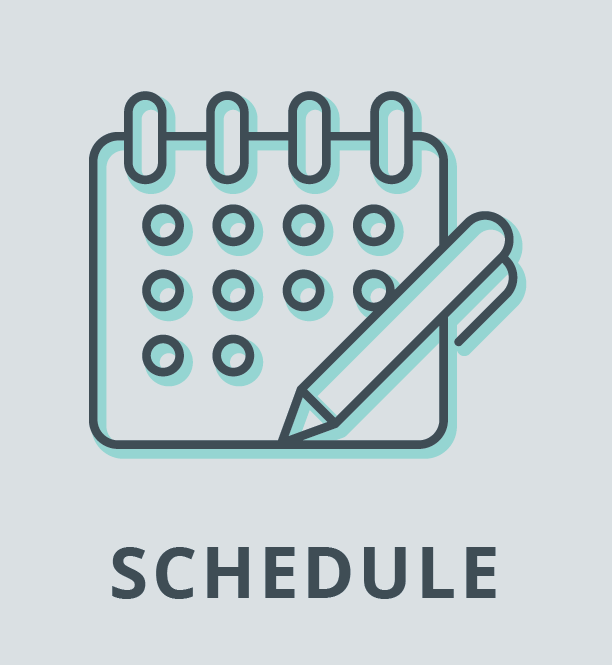 line drawing of a calendar with a pencil laying across it